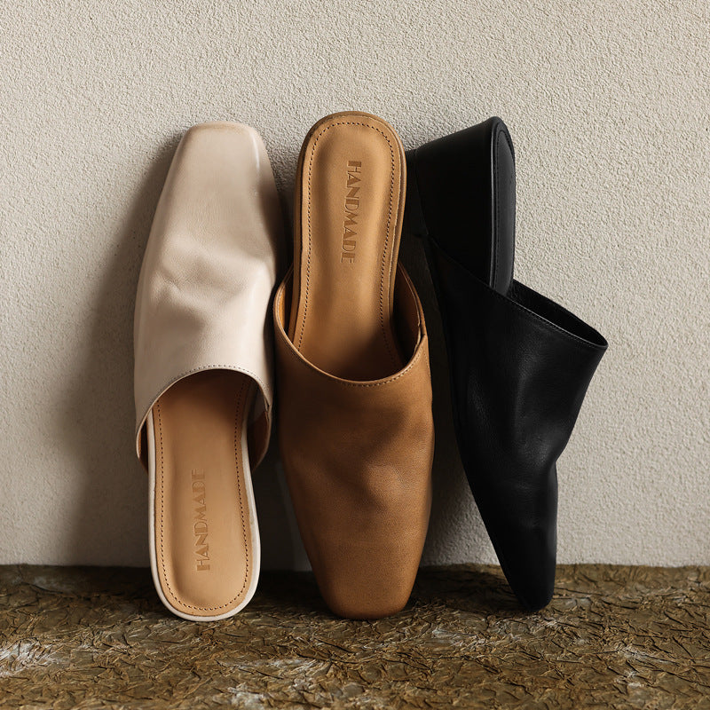 Viena Square-Toe Leather Mules