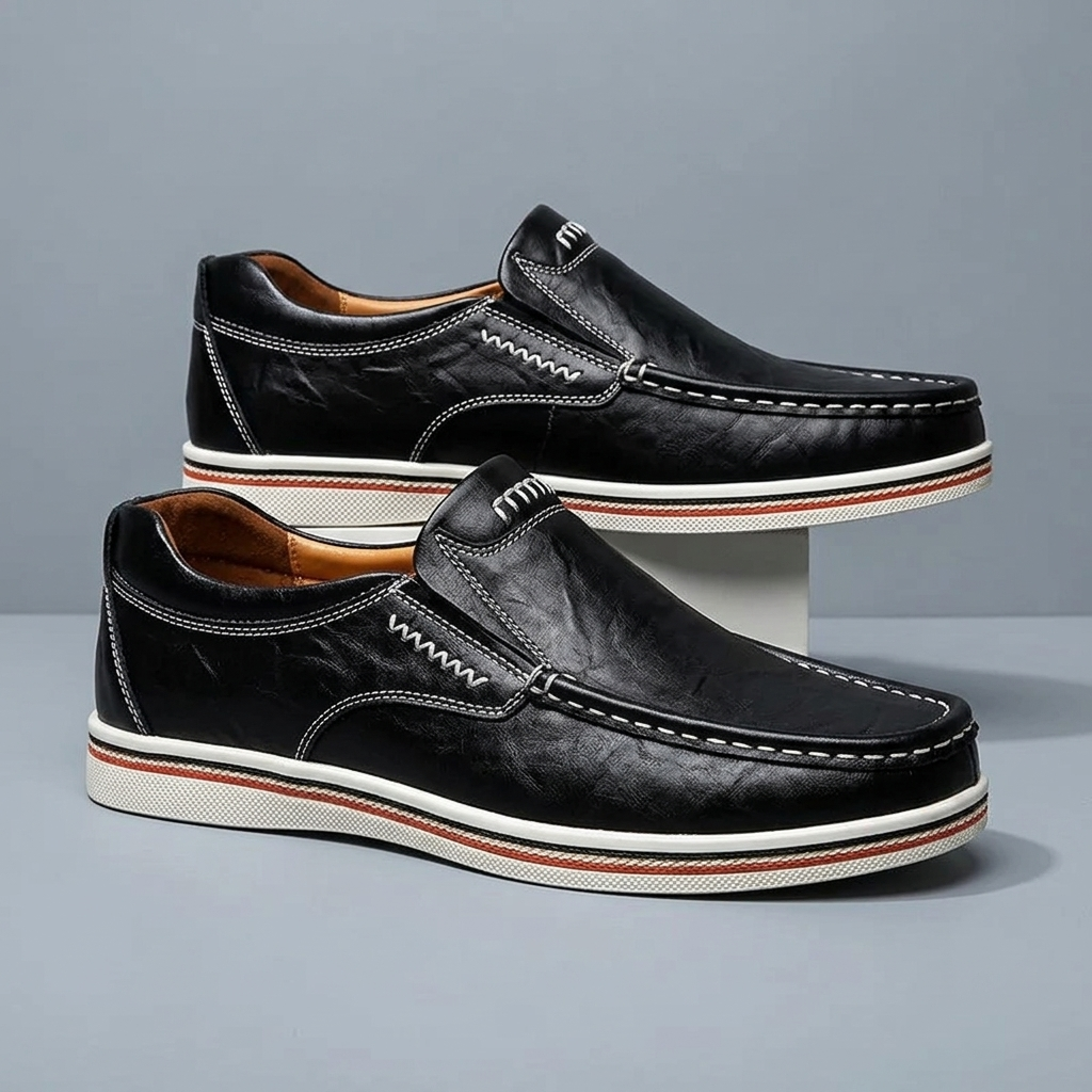 Tommy Grey Leather Loafers