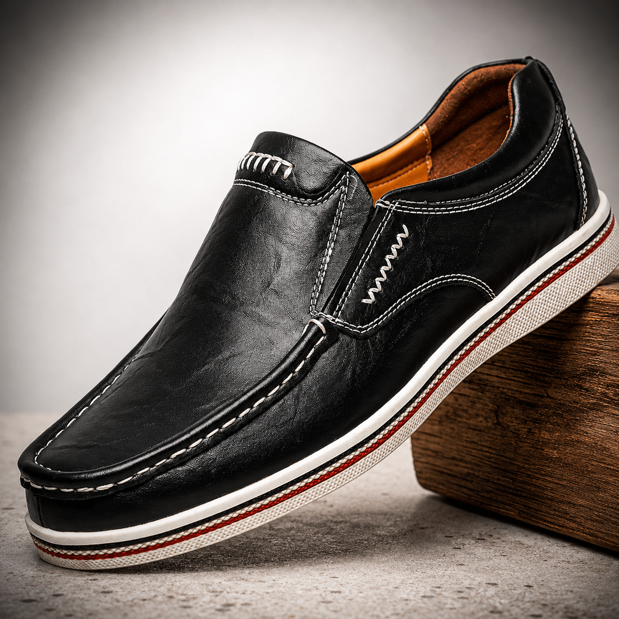 Tommy Grey Leather Loafers