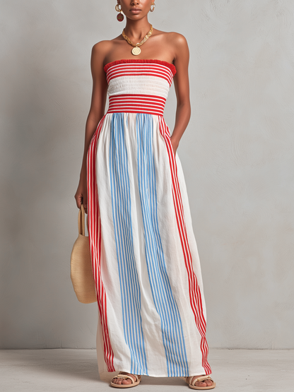 Airel Striped Strapless Maxi Dress