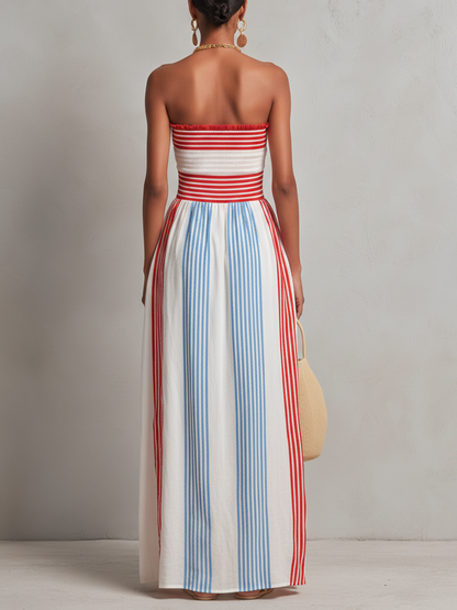 Airel Striped Strapless Maxi Dress