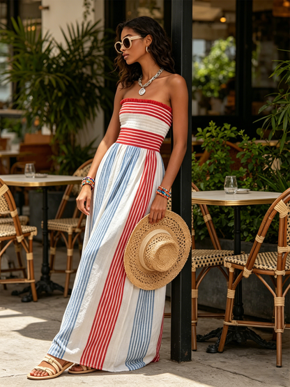 Airel Striped Strapless Maxi Dress