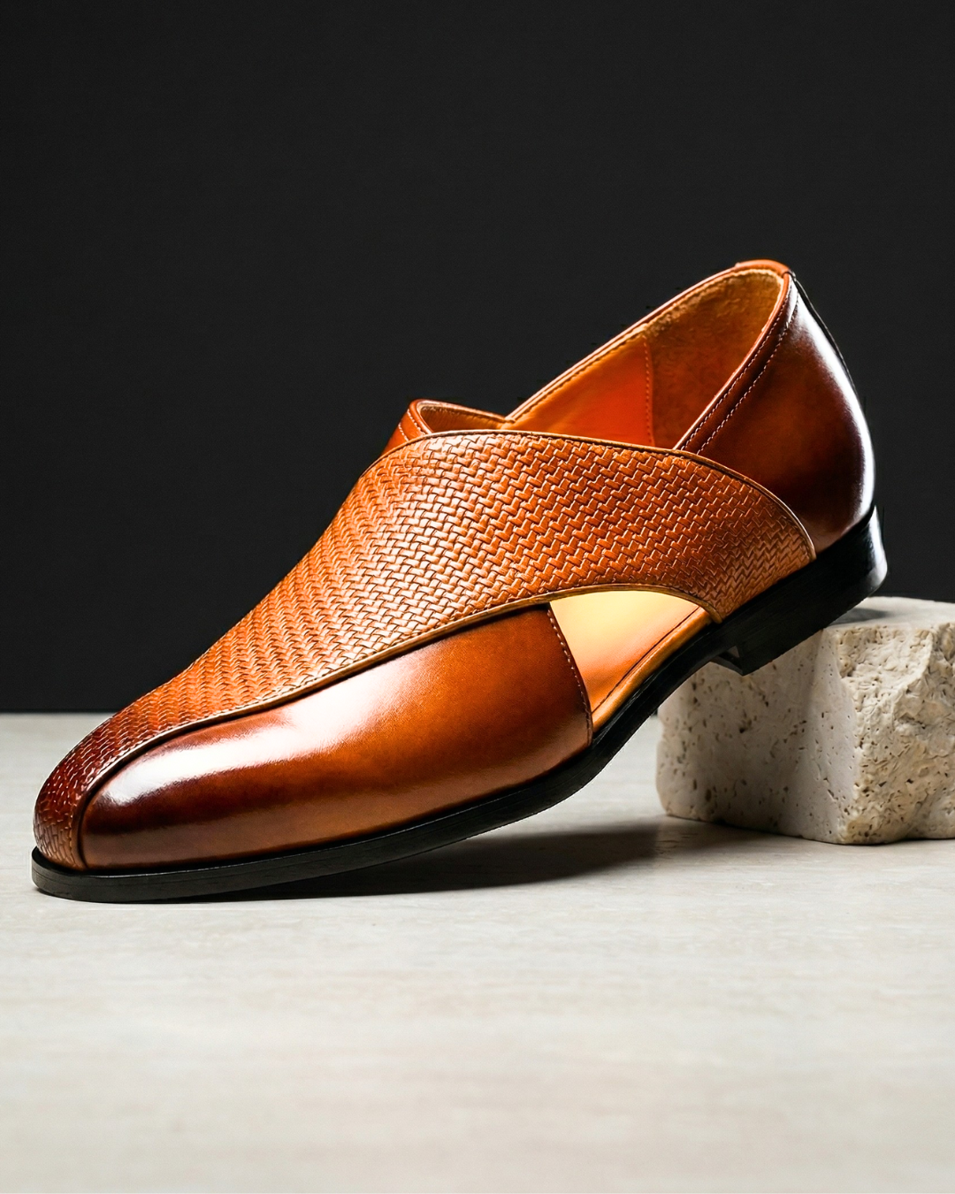 Crossover Leather Slip Ons