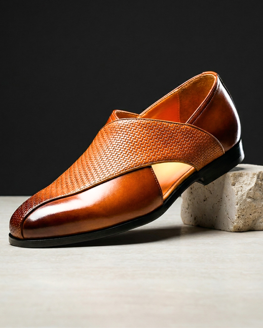Crossover Leather Slip Ons