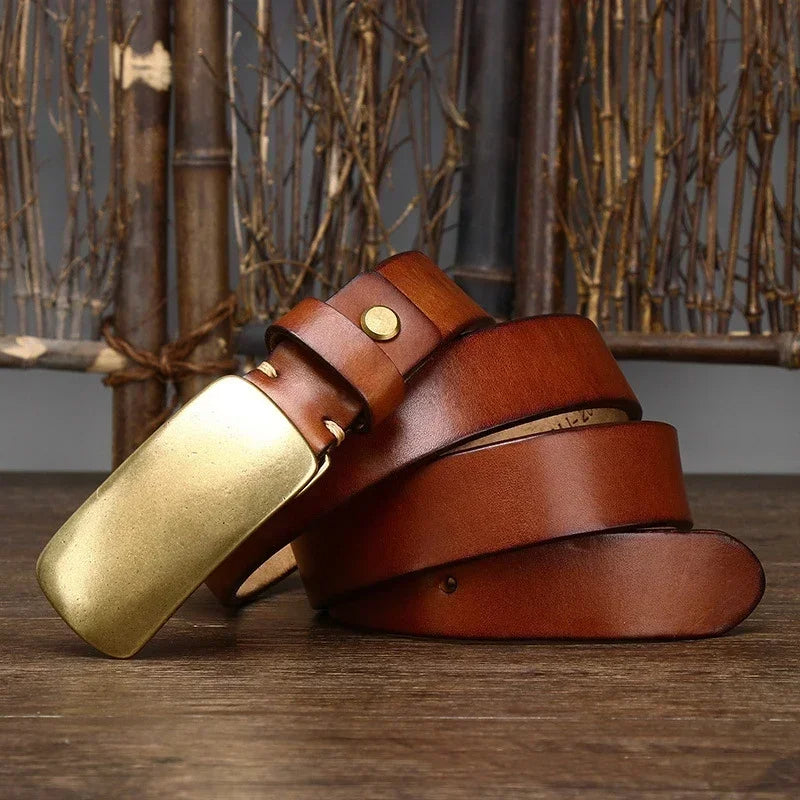 Manor Brass Buckle Leather Belt