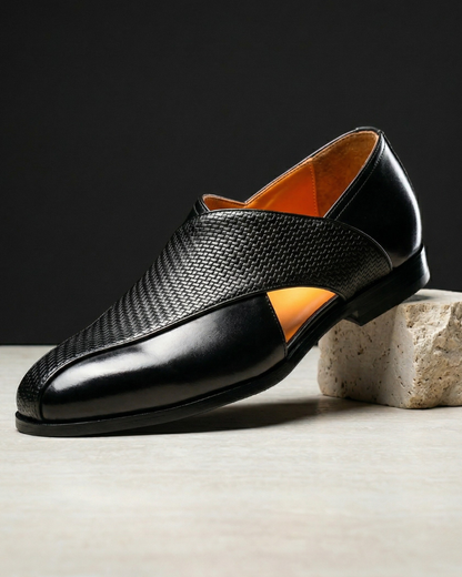 Crossover Leather Slip Ons