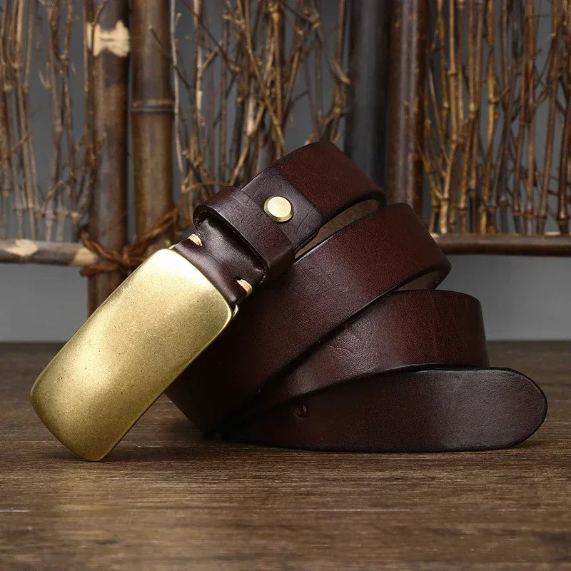 Manor Brass Buckle Leather Belt