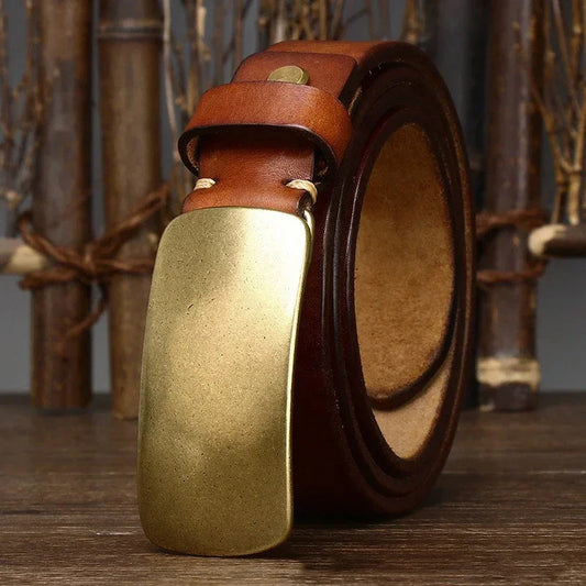 Manor Brass Buckle Leather Belt