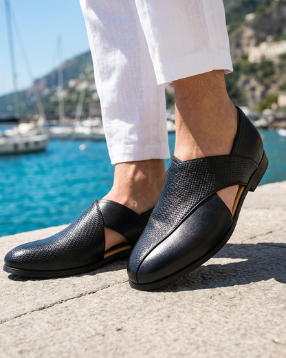 Crossover Leather Slip Ons