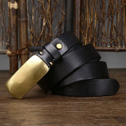 Manor Brass Buckle Leather Belt