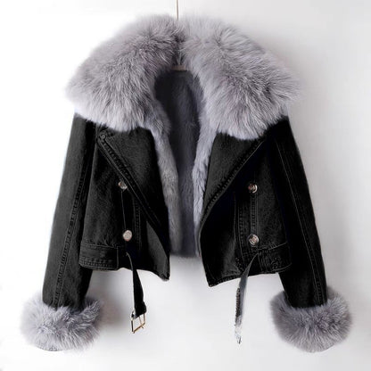 Mizzo Detachable Faux Fur Lined Denim Jacket