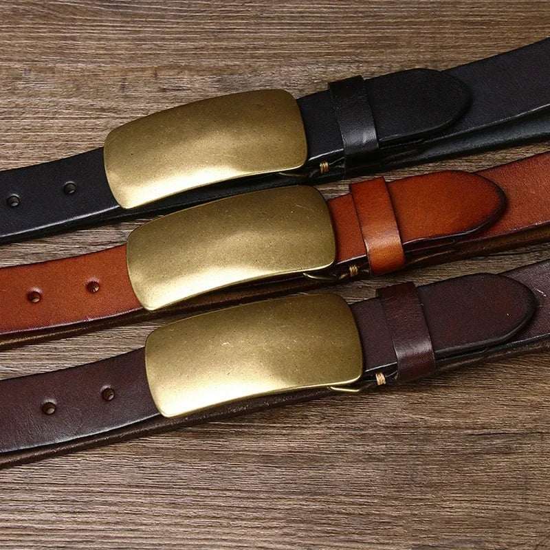 Manor Brass Buckle Leather Belt