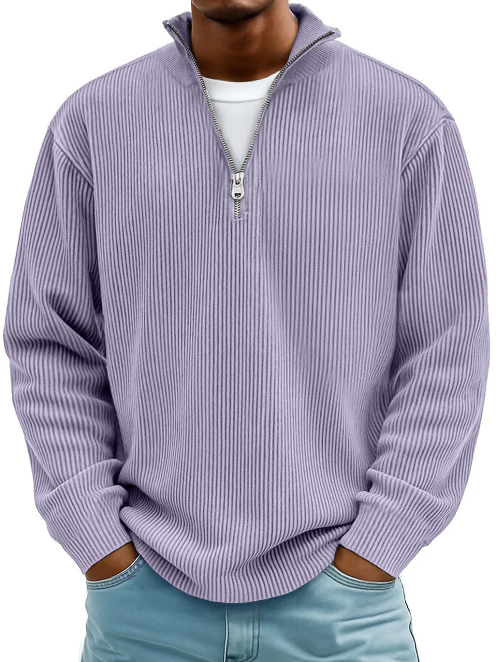 Marc Ribbed Zip-Neck Jumper