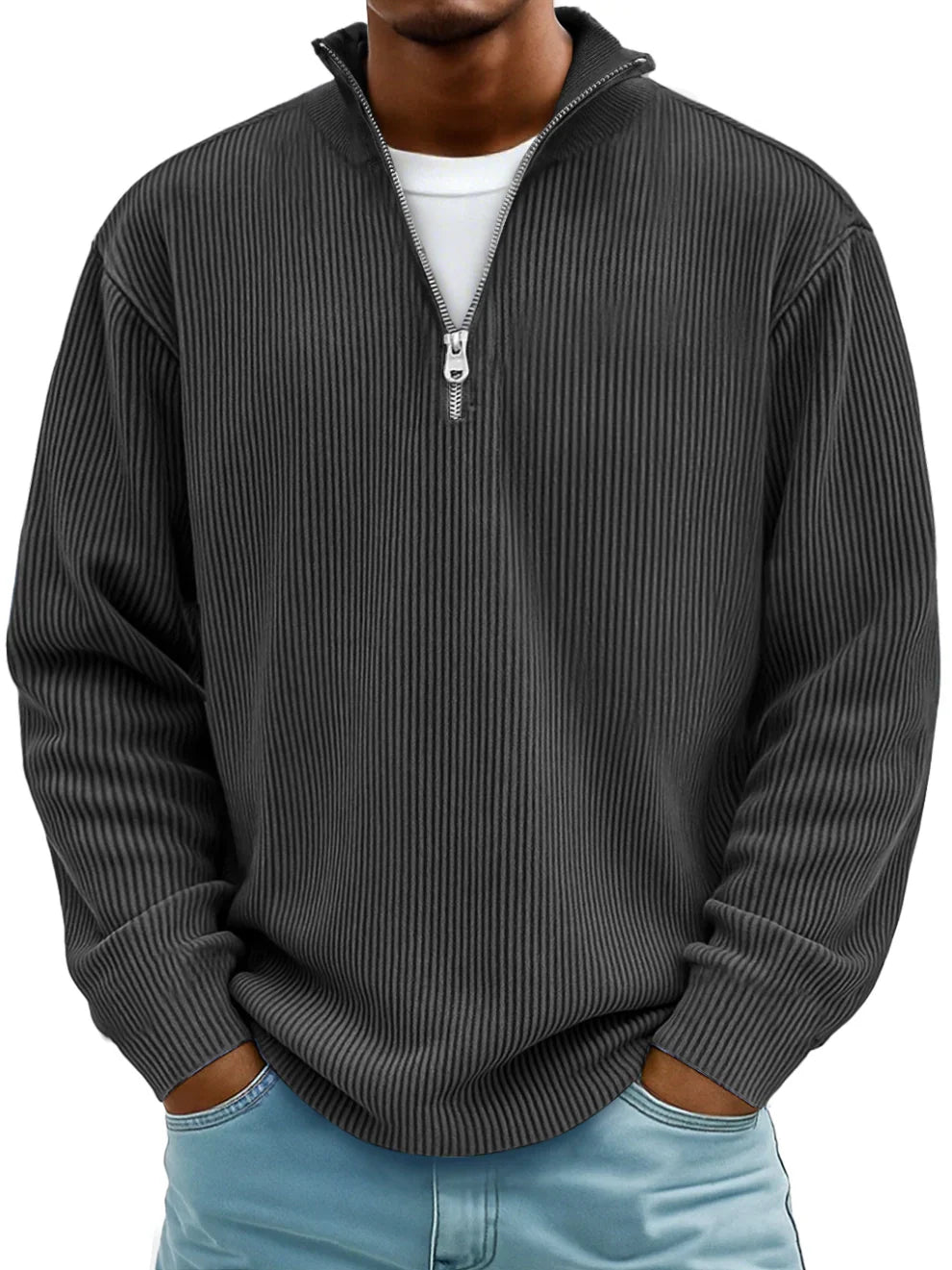 Marc Ribbed Zip-Neck Jumper