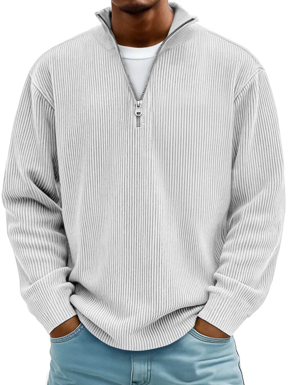 Marc Ribbed Zip-Neck Jumper