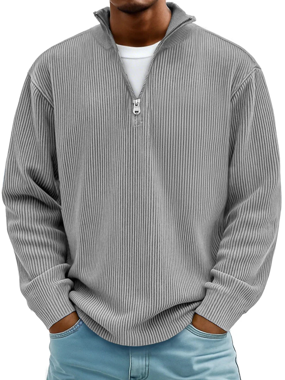 Marc Ribbed Zip-Neck Jumper