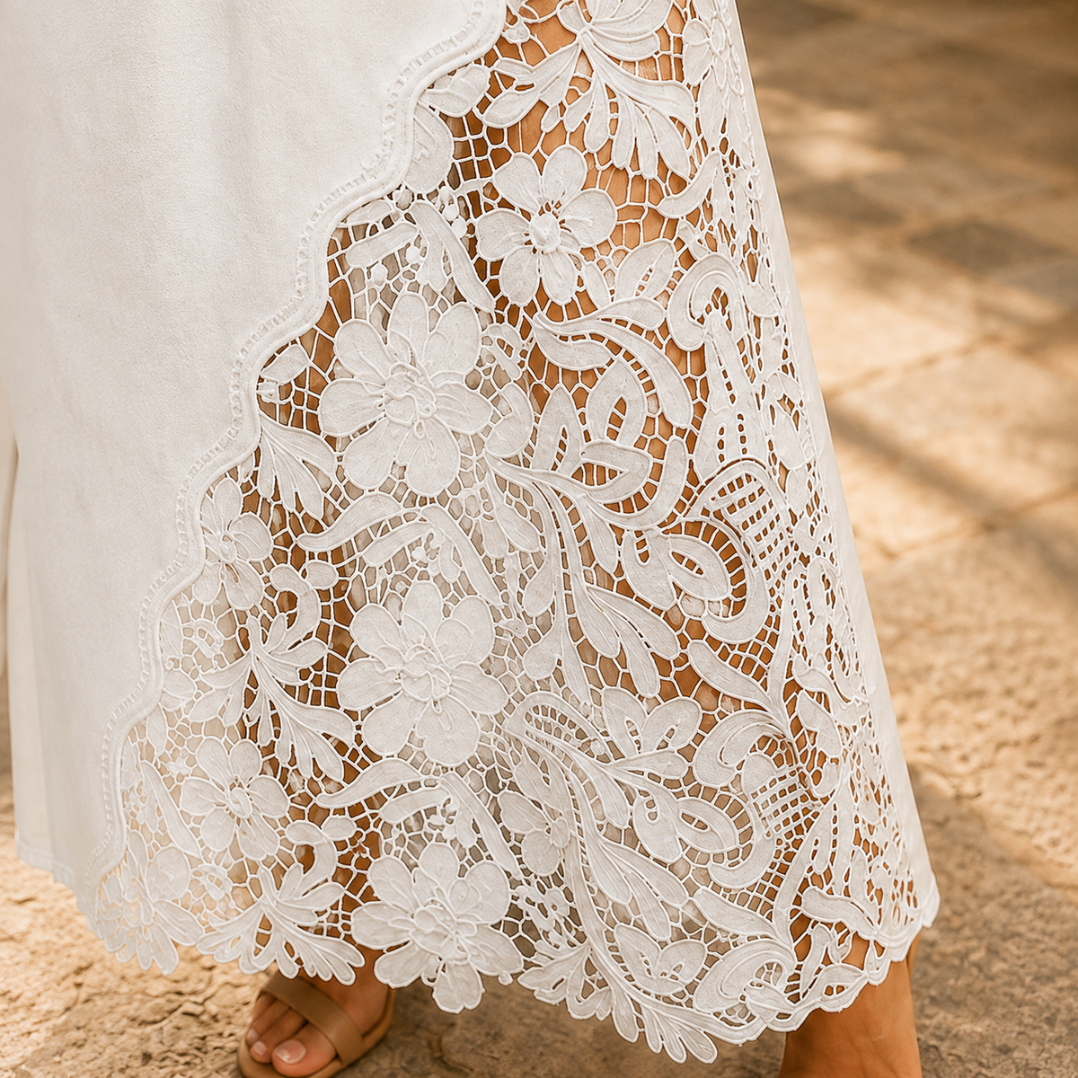 Solace Lace Denim Maxi Skirt