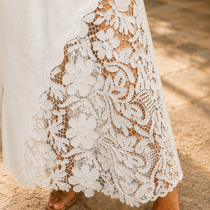 Solace Lace Denim Maxi Skirt