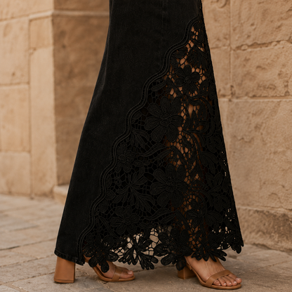 Solace Lace Denim Maxi Skirt