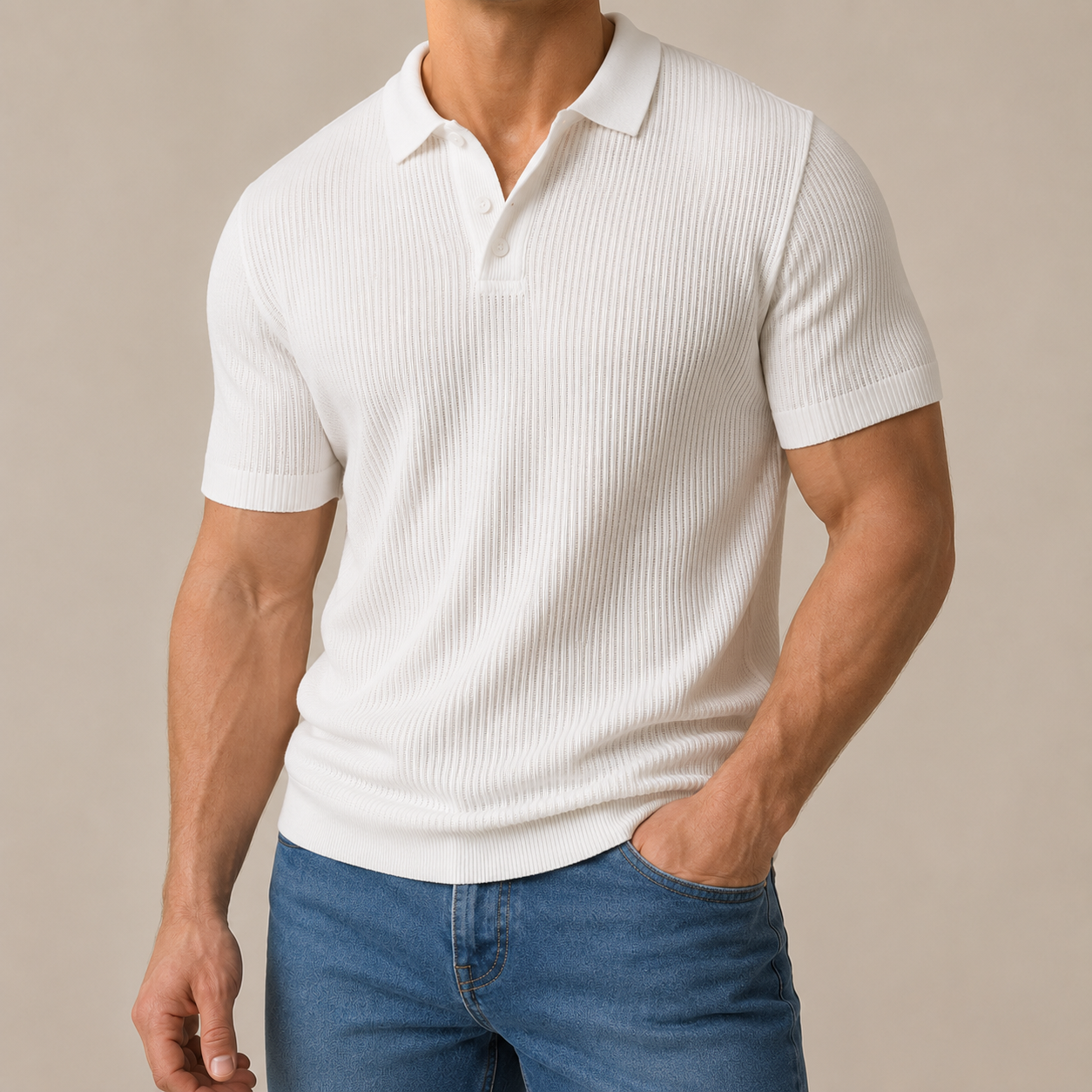 Italia Premium Textured Knit Polo Shirt