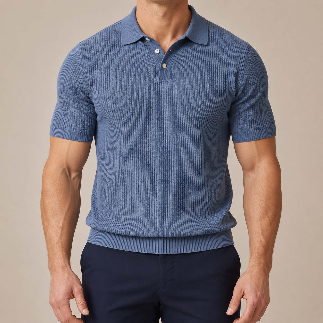 Italia Premium Textured Knit Polo Shirt