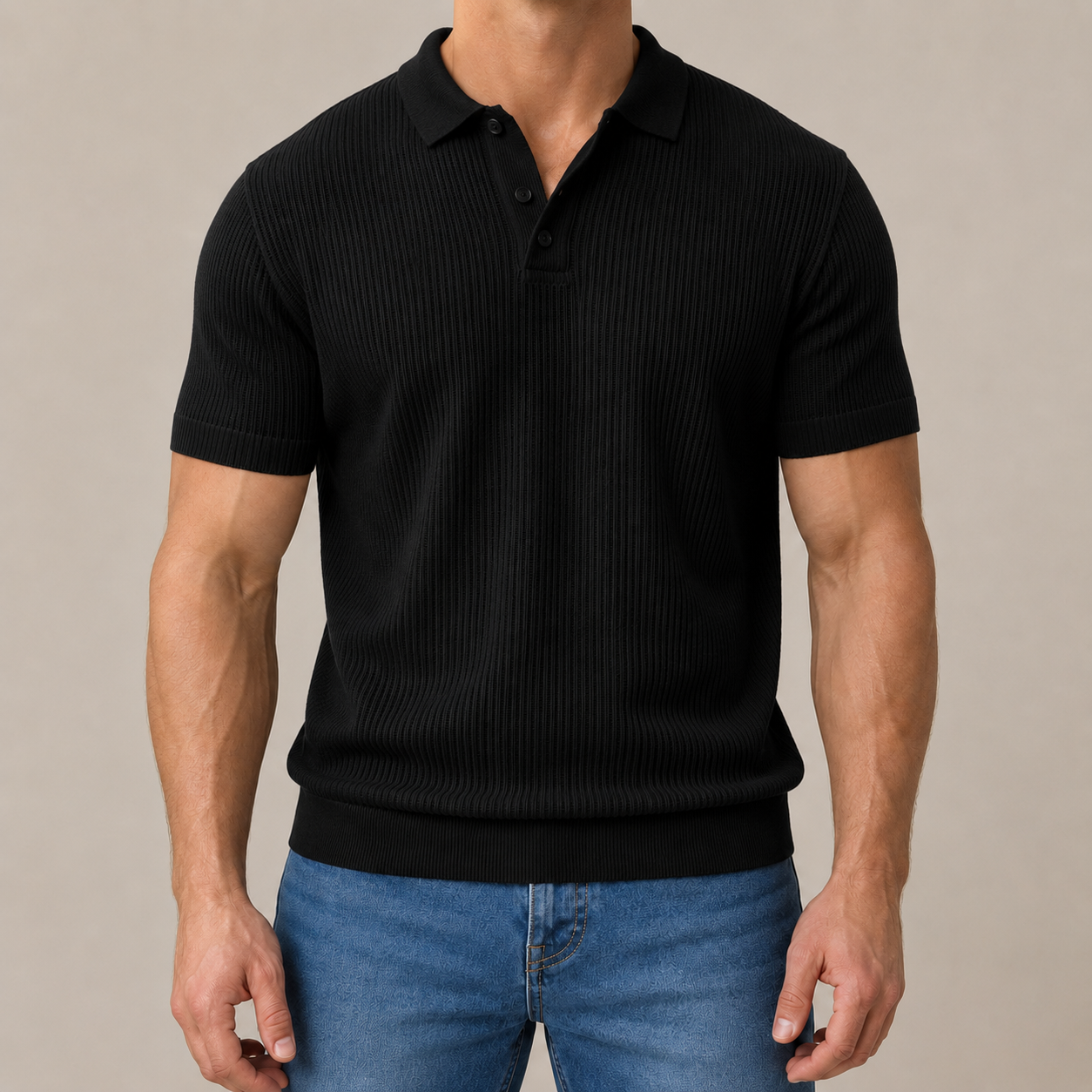 Italia Premium Textured Knit Polo Shirt