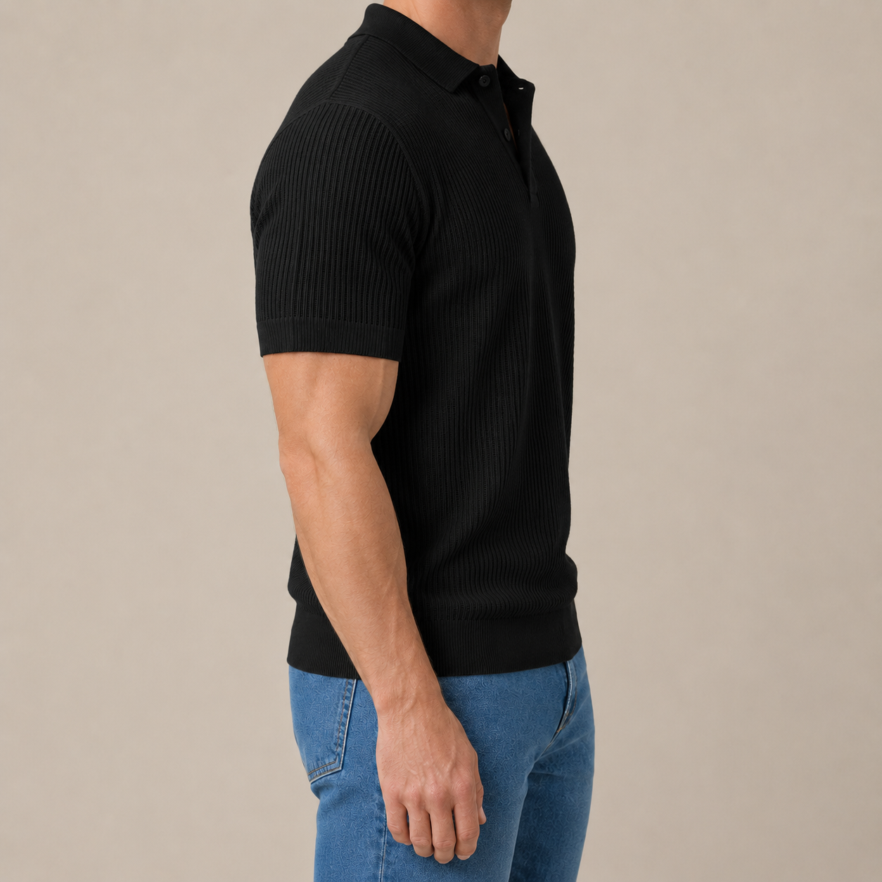 Italia Premium Textured Knit Polo Shirt