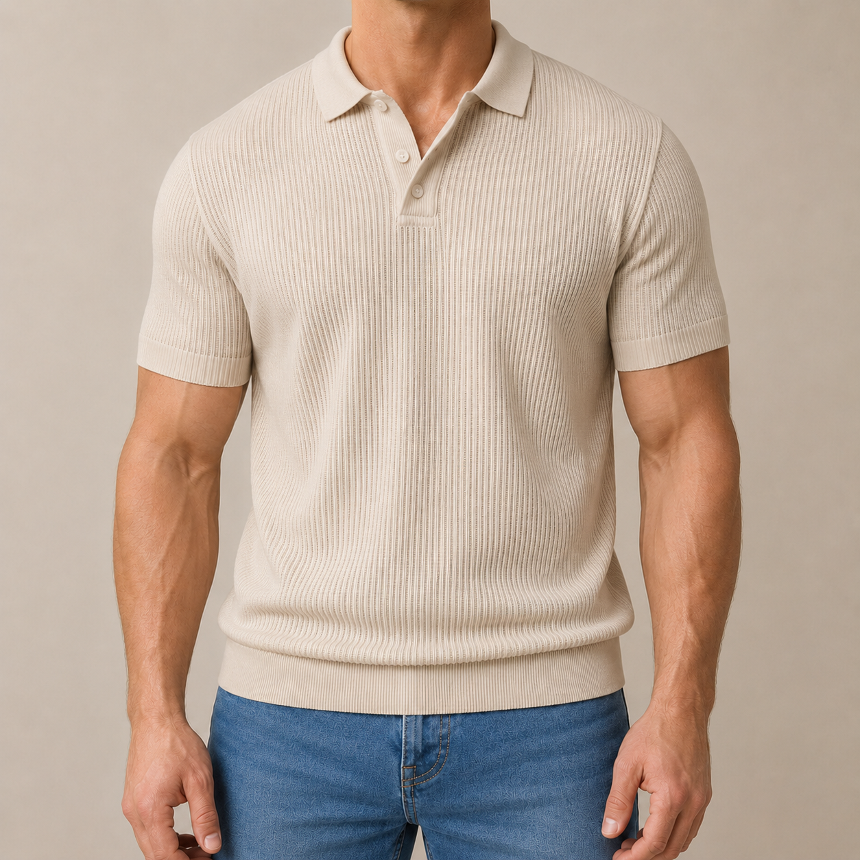 Italia Premium Textured Knit Polo Shirt