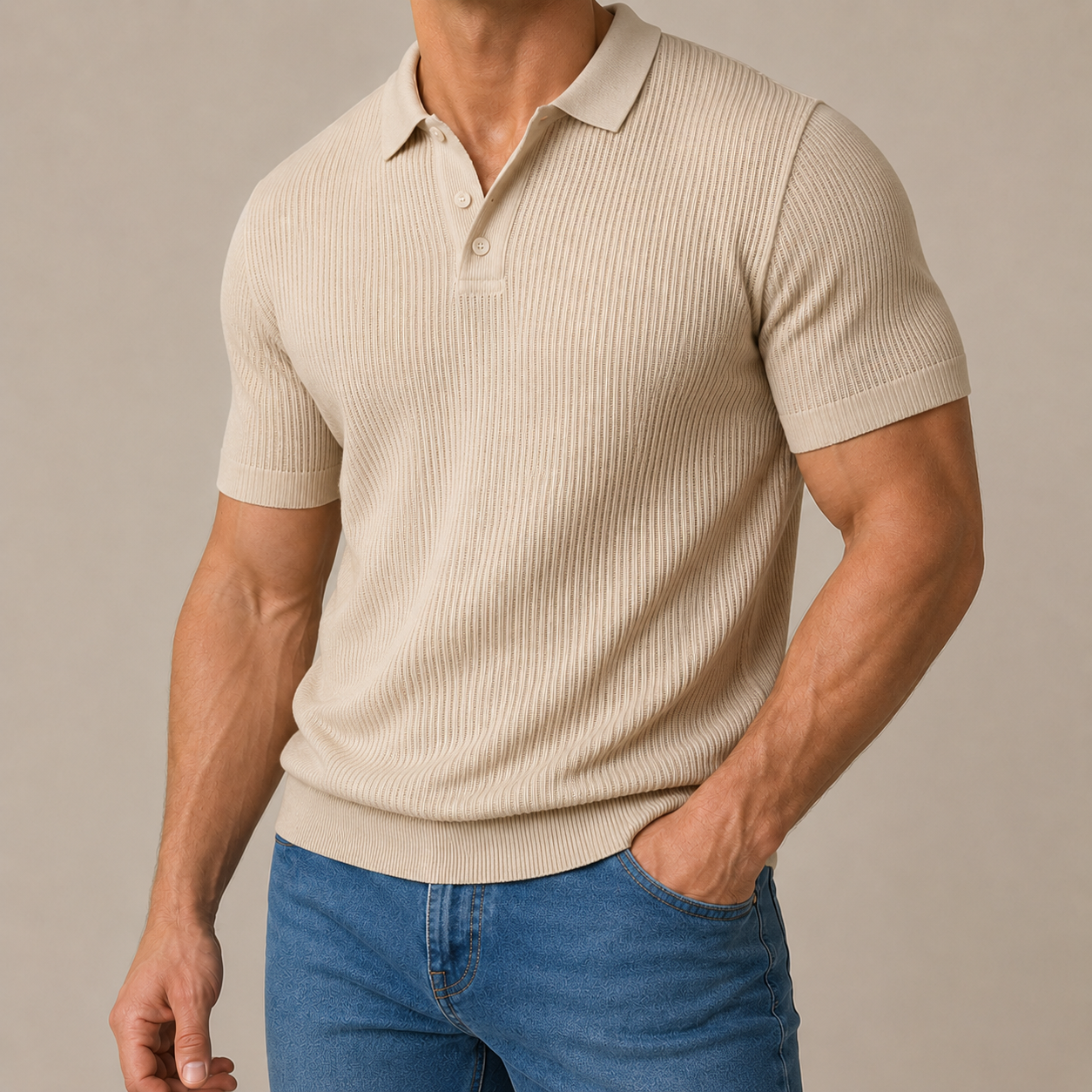 Italia Premium Textured Knit Polo Shirt
