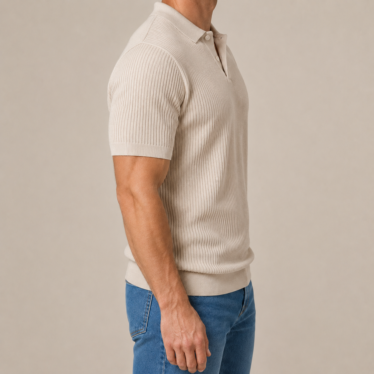 Italia Premium Textured Knit Polo Shirt