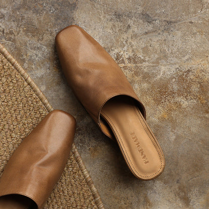 Viena Square-Toe Leather Mules