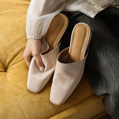Viena Square-Toe Leather Mules