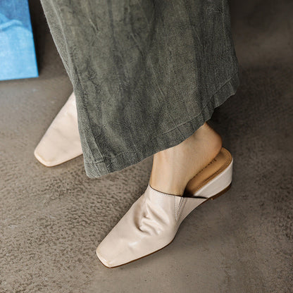 Viena Square-Toe Leather Mules