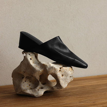 Viena Square-Toe Leather Mules