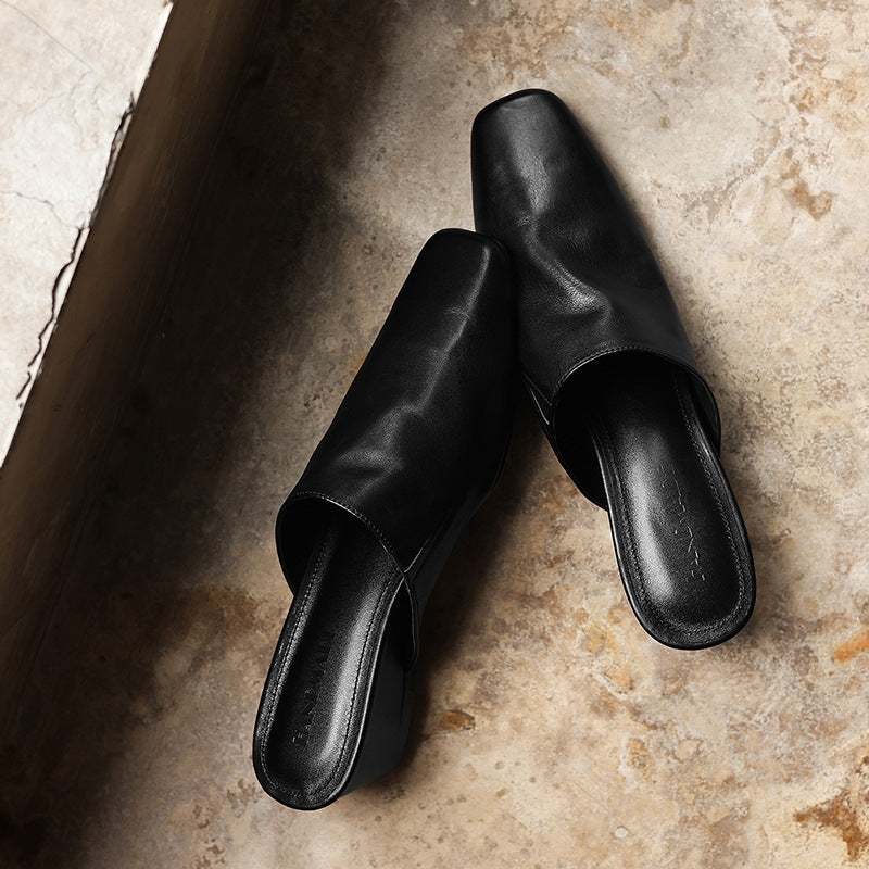 Viena Square-Toe Leather Mules