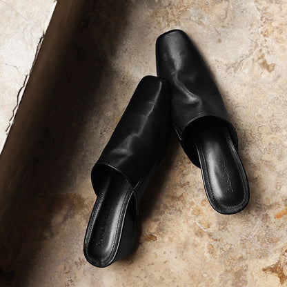 Viena Square-Toe Leather Mules