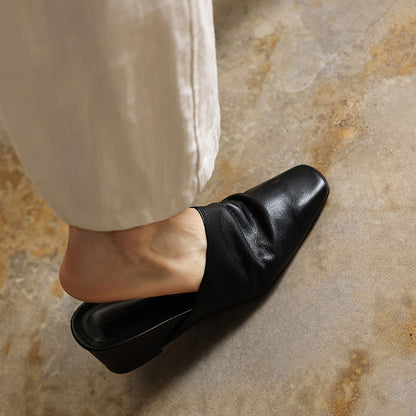 Viena Square-Toe Leather Mules