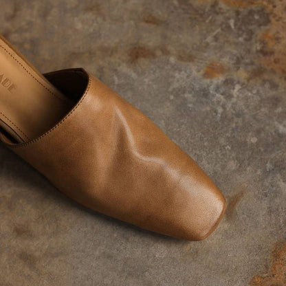 Viena Square-Toe Leather Mules
