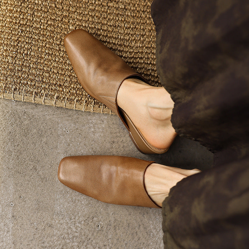 Viena Square-Toe Leather Mules