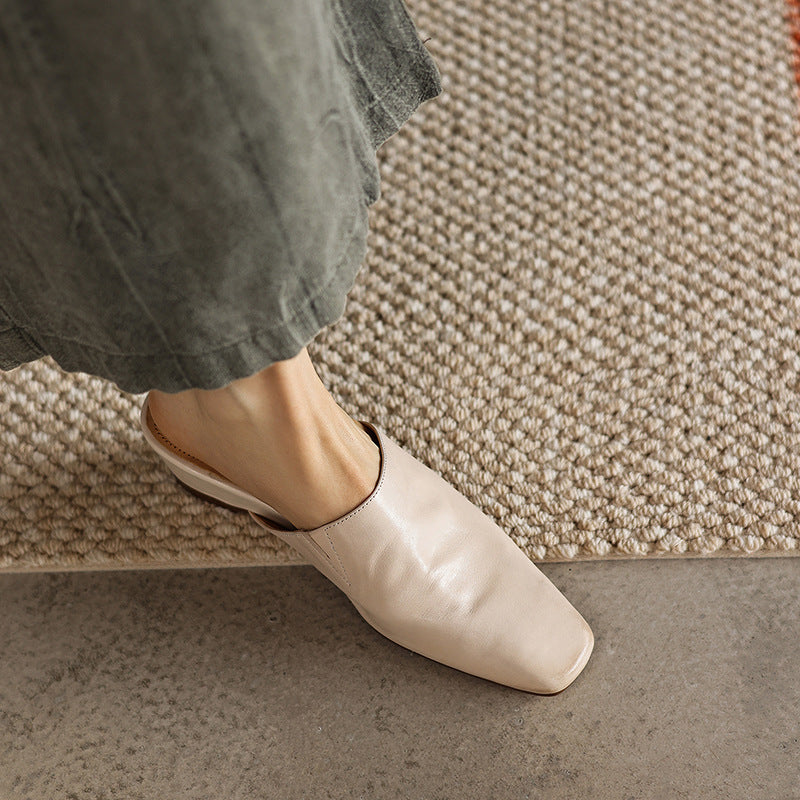 Viena Square-Toe Leather Mules