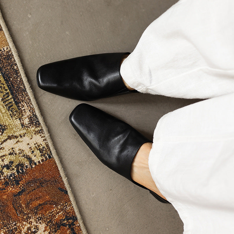 Viena Square-Toe Leather Mules