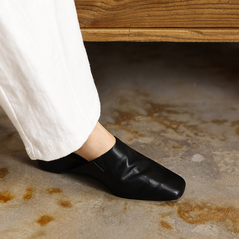Viena Square-Toe Leather Mules