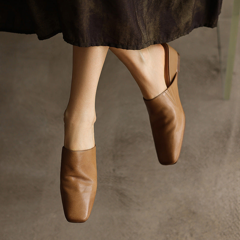 Viena Square-Toe Leather Mules