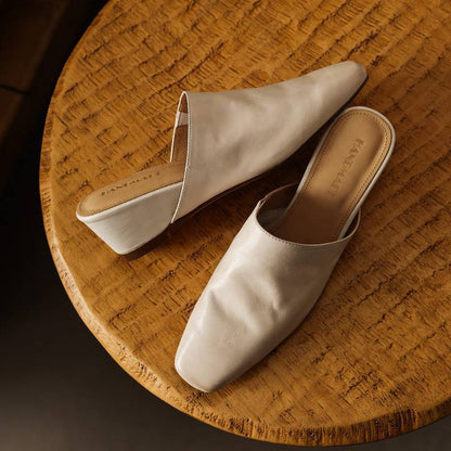 Viena Square-Toe Leather Mules