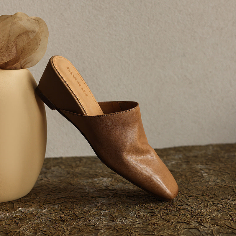 Viena Square-Toe Leather Mules