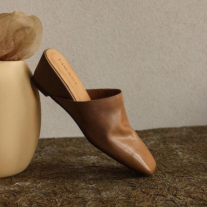 Viena Square-Toe Leather Mules