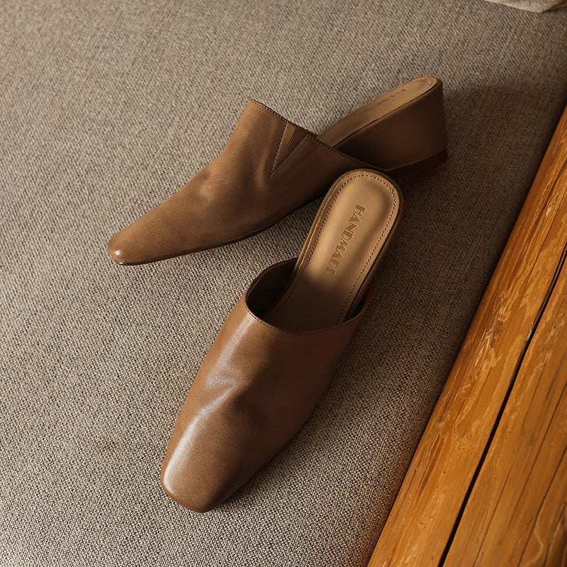 Viena Square-Toe Leather Mules