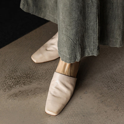 Viena Square-Toe Leather Mules