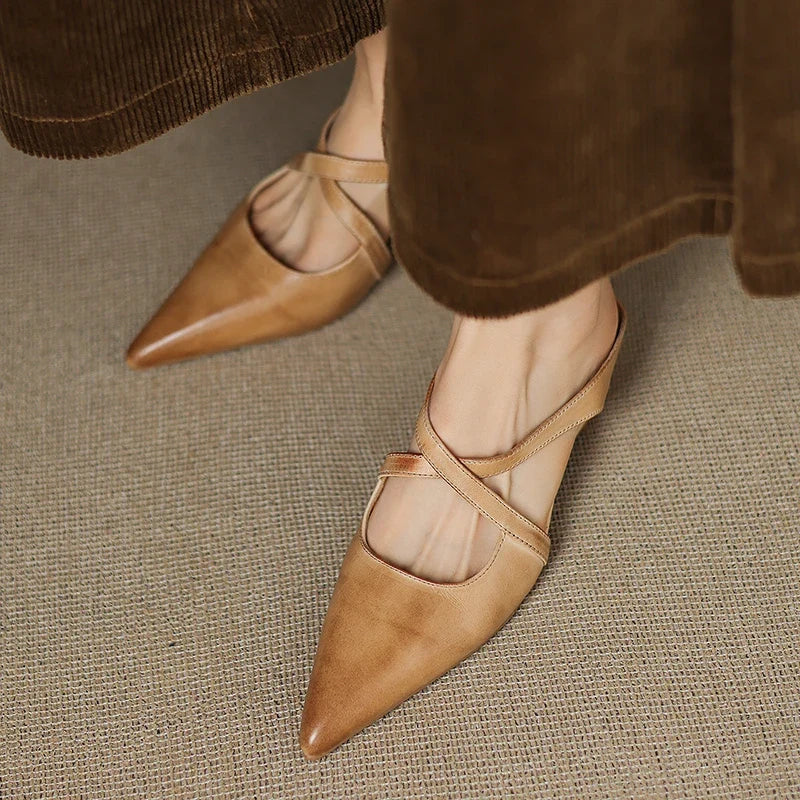 Aura Genuine Leather Mules