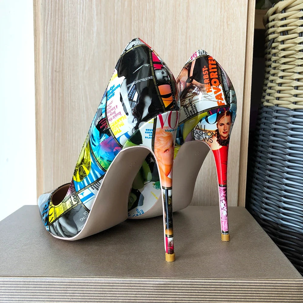 Retro Magazine Stiletto Pumps